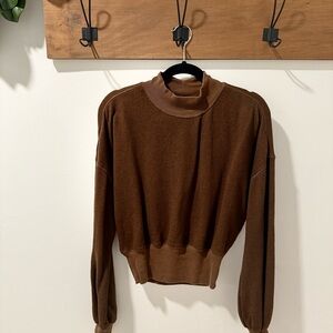 Anthropologie Taupe High-Neck Top